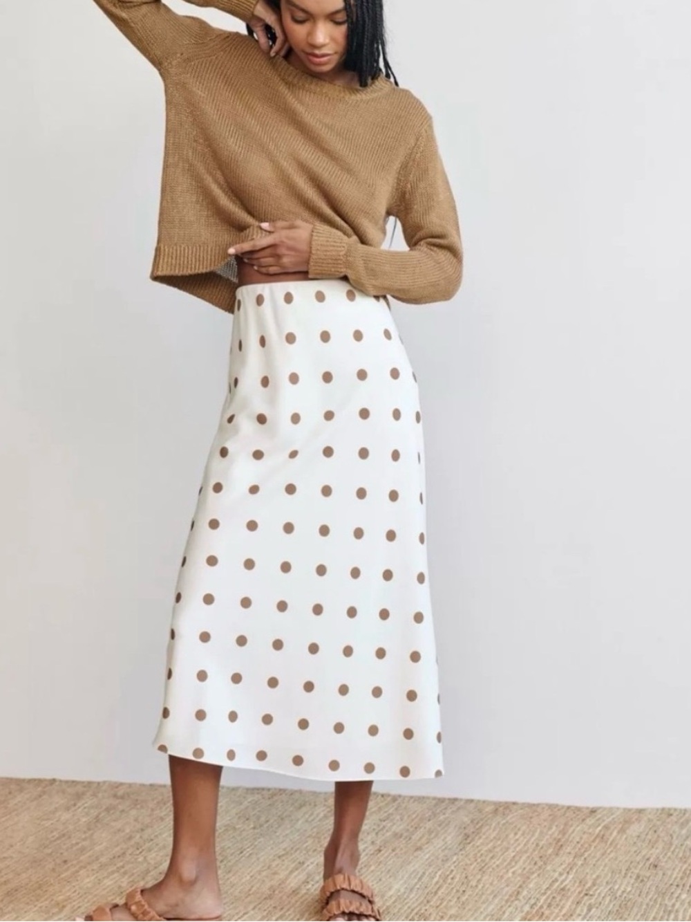 Jenni Kayne Polka Dot Midi Slip Skirt Size Small